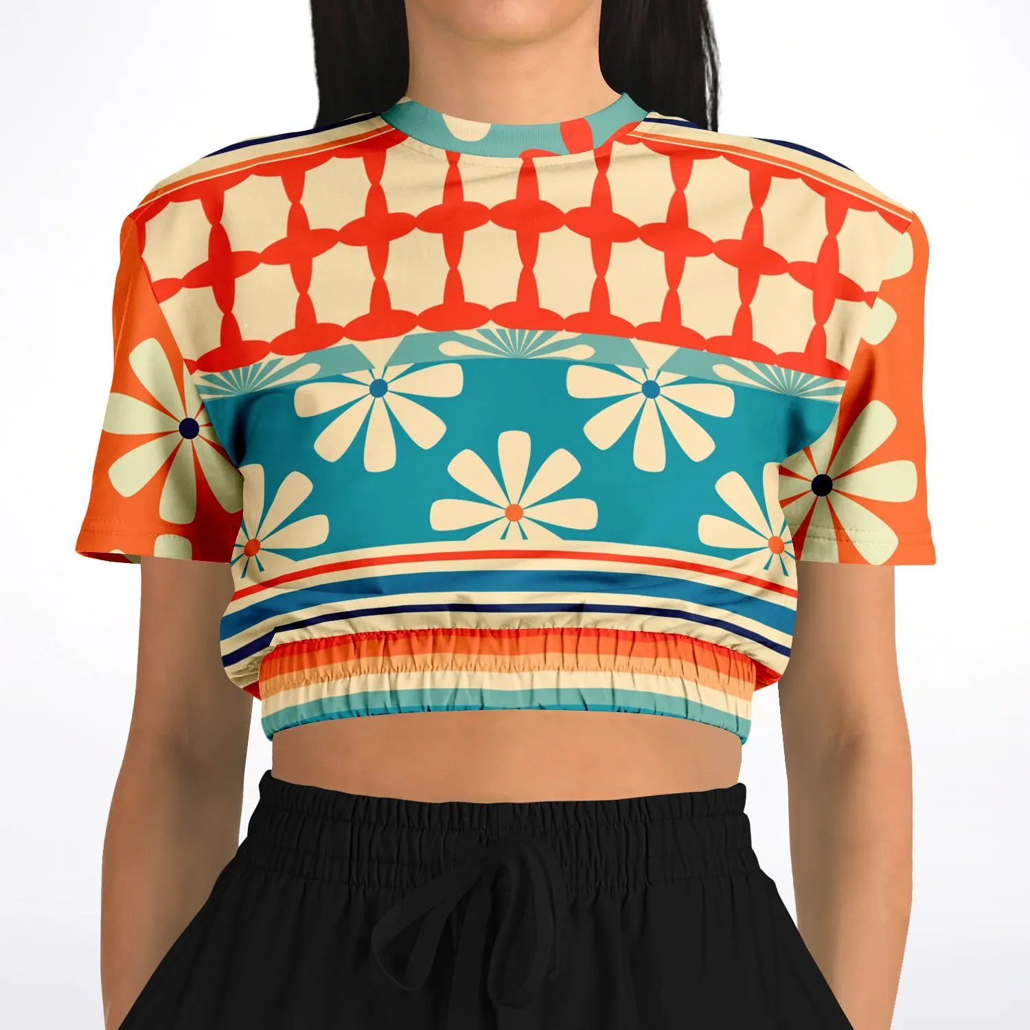 Ima Wallflower Short Sleeve Cropped Eco-Poly Sweater