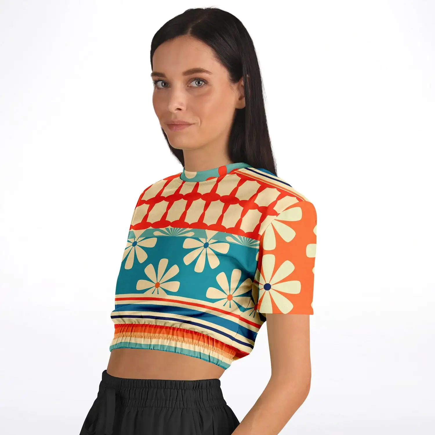 Ima Wallflower Short Sleeve Cropped Eco-Poly Sweater