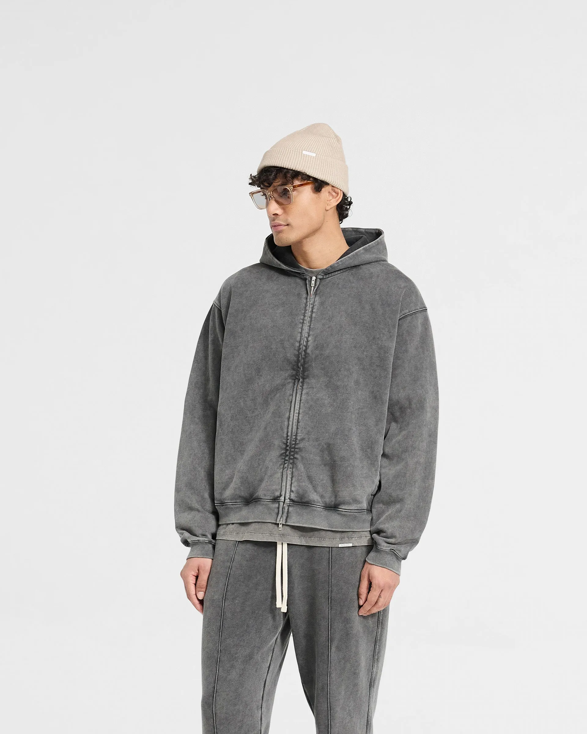 Initial Zip Hoodie - Vintage Grey