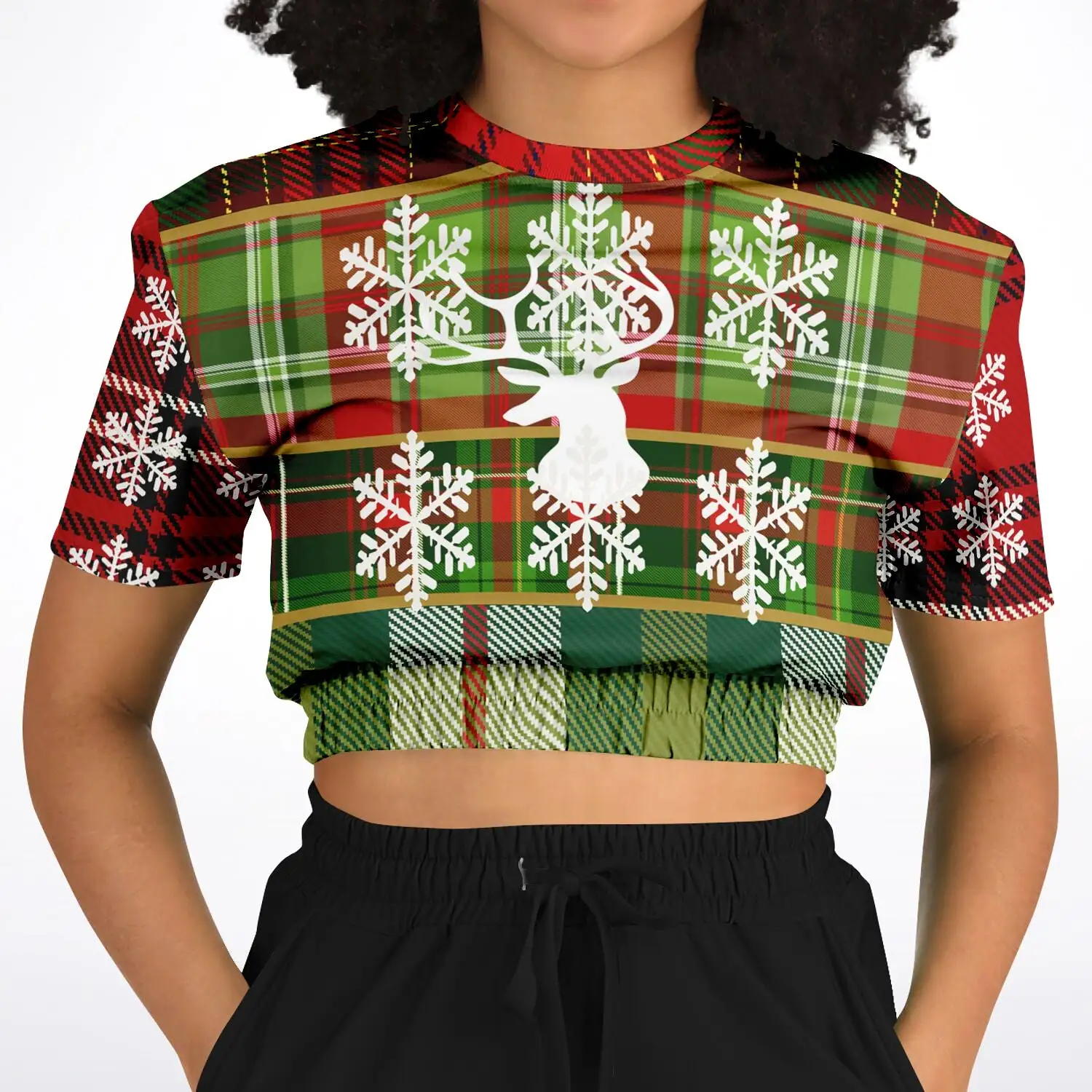 Jingles Short Sleeve Cropped Eco-Poly Sweater