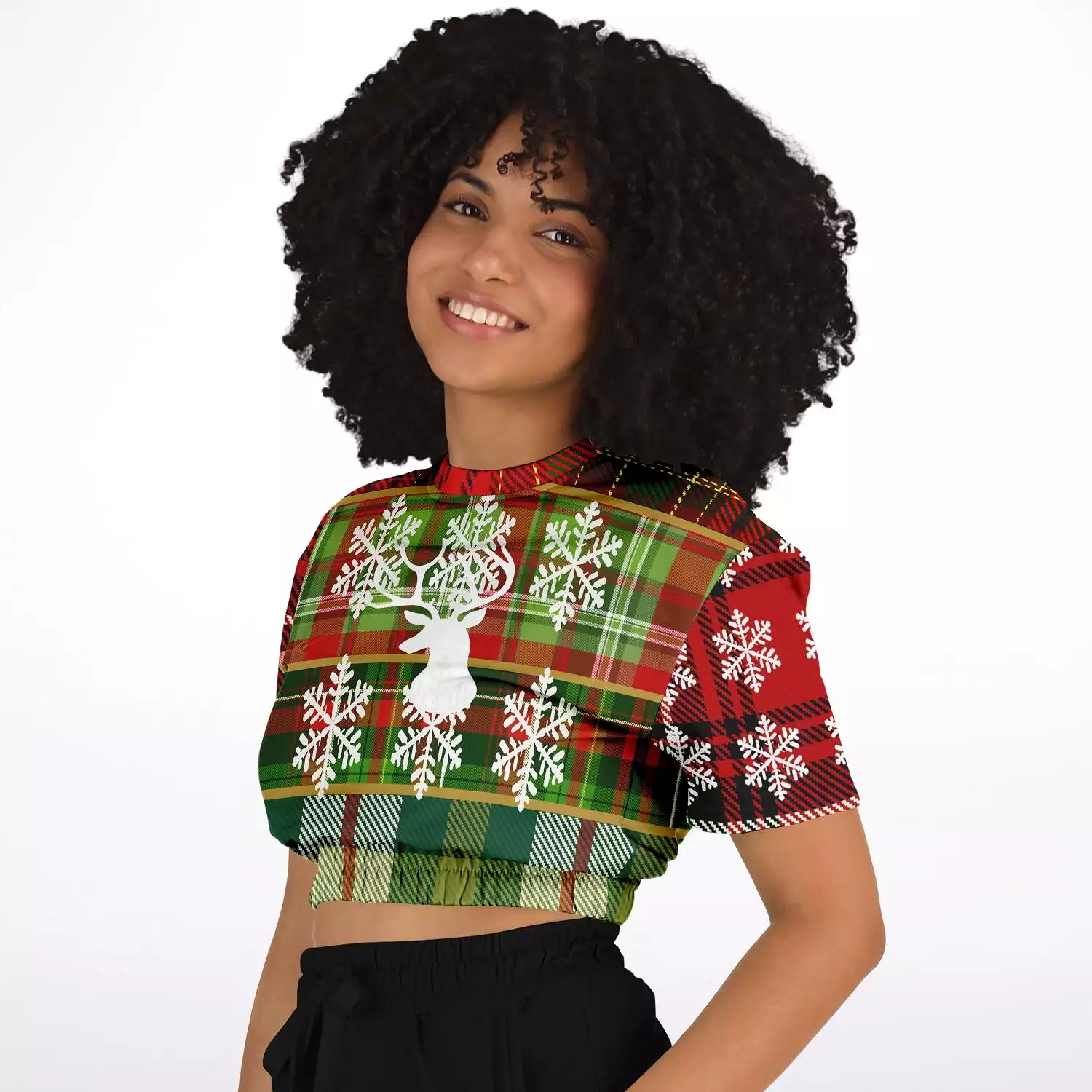 Jingles Short Sleeve Cropped Eco-Poly Sweater