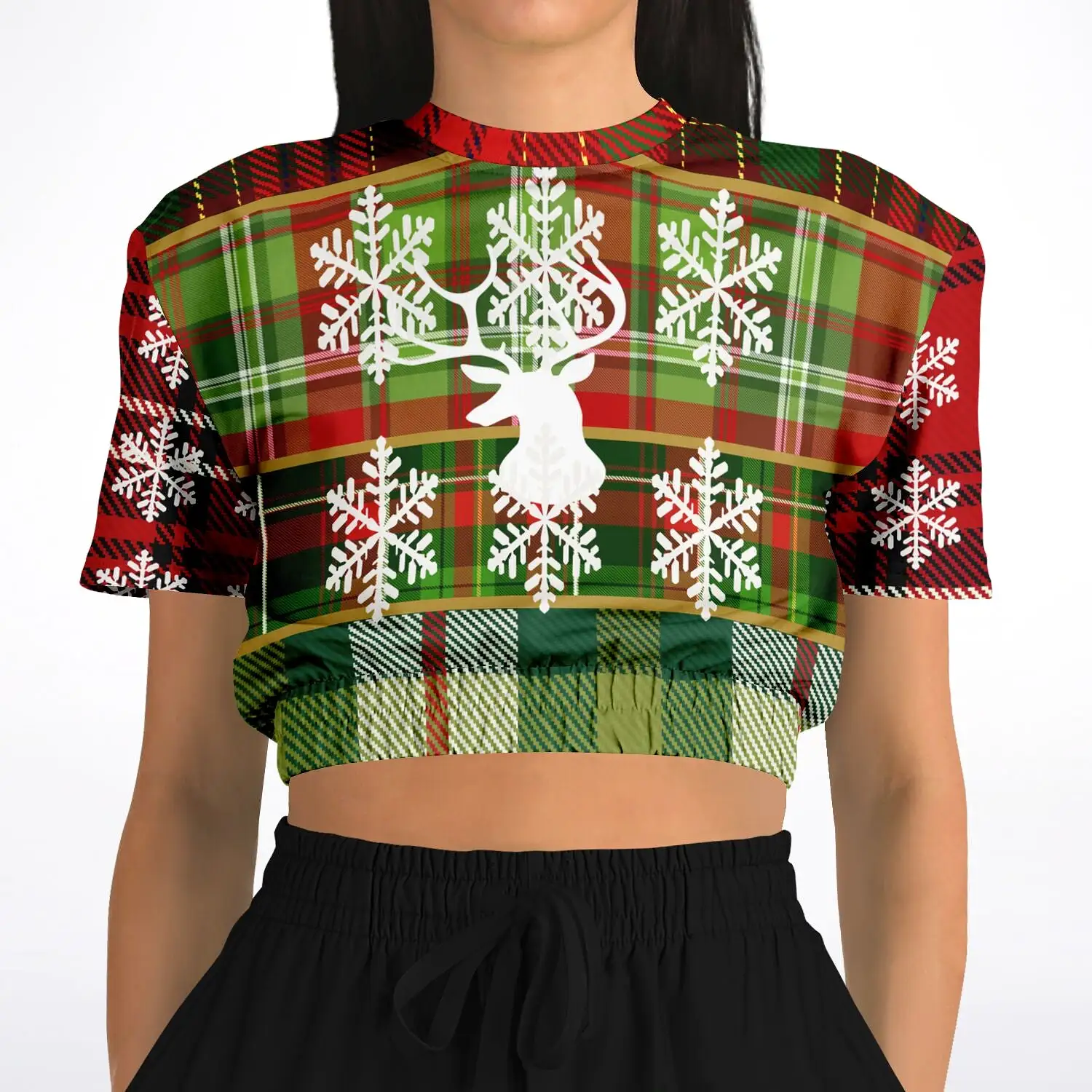 Jingles Short Sleeve Cropped Eco-Poly Sweater