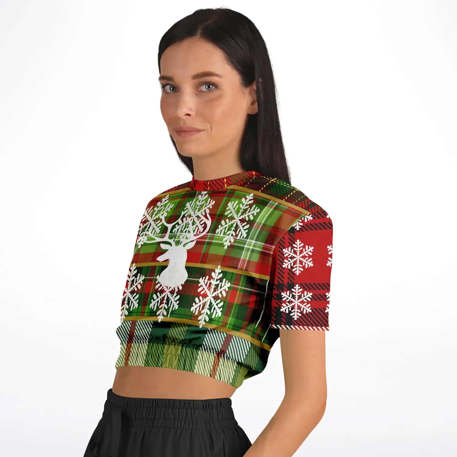 Jingles Short Sleeve Cropped Eco-Poly Sweater