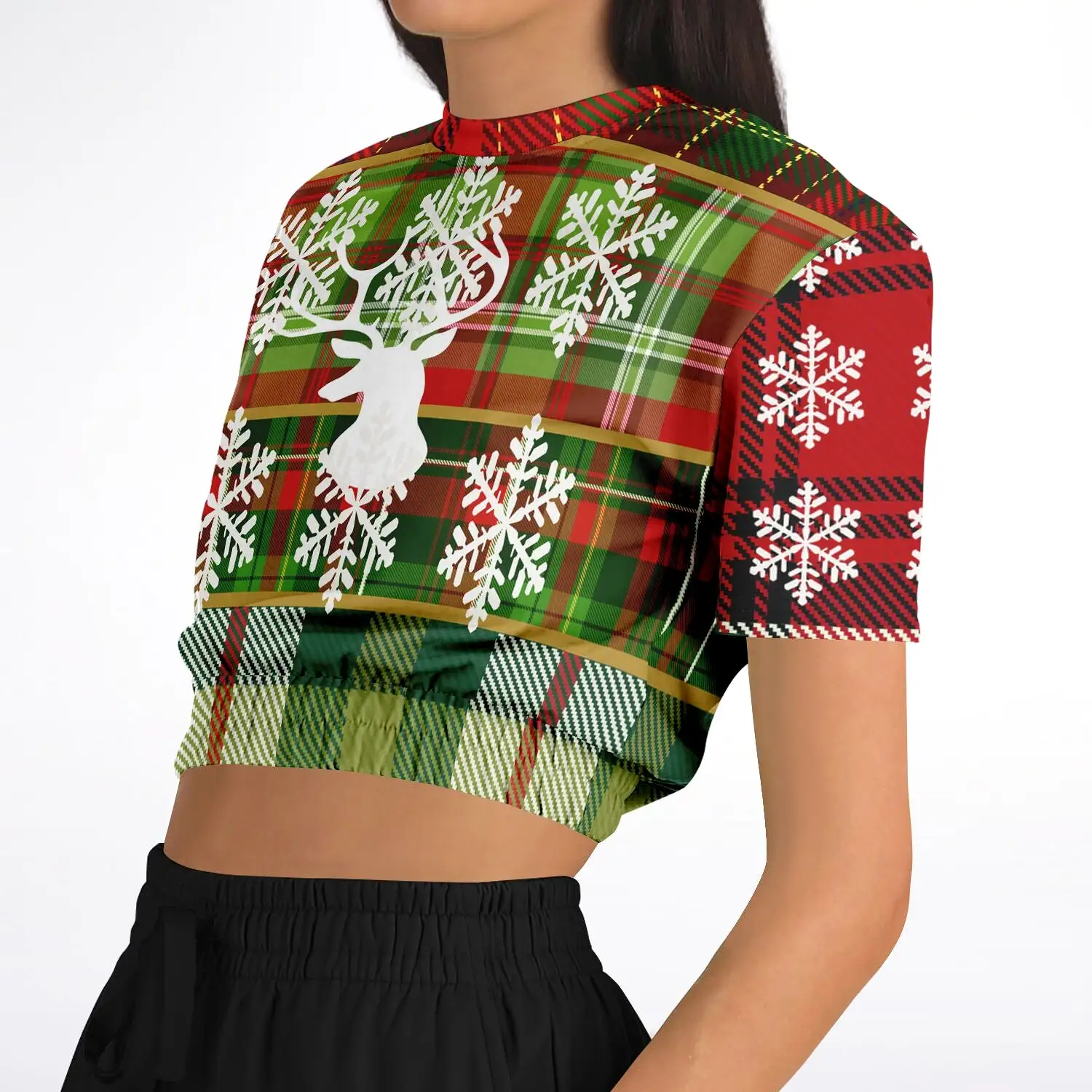 Jingles Short Sleeve Cropped Eco-Poly Sweater