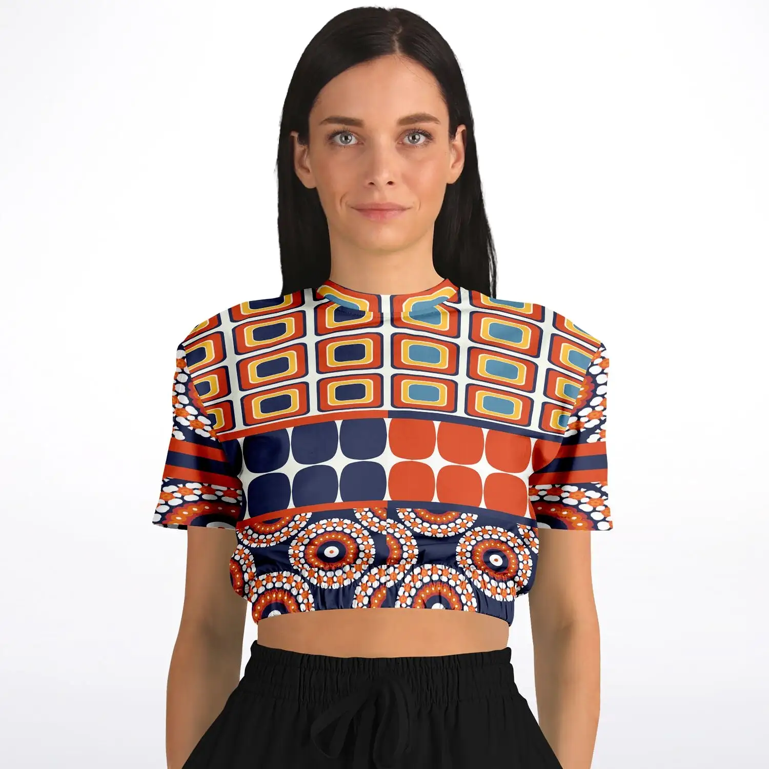 Le Cadeau Short Sleeve Cropped Eco-Poly Sweater