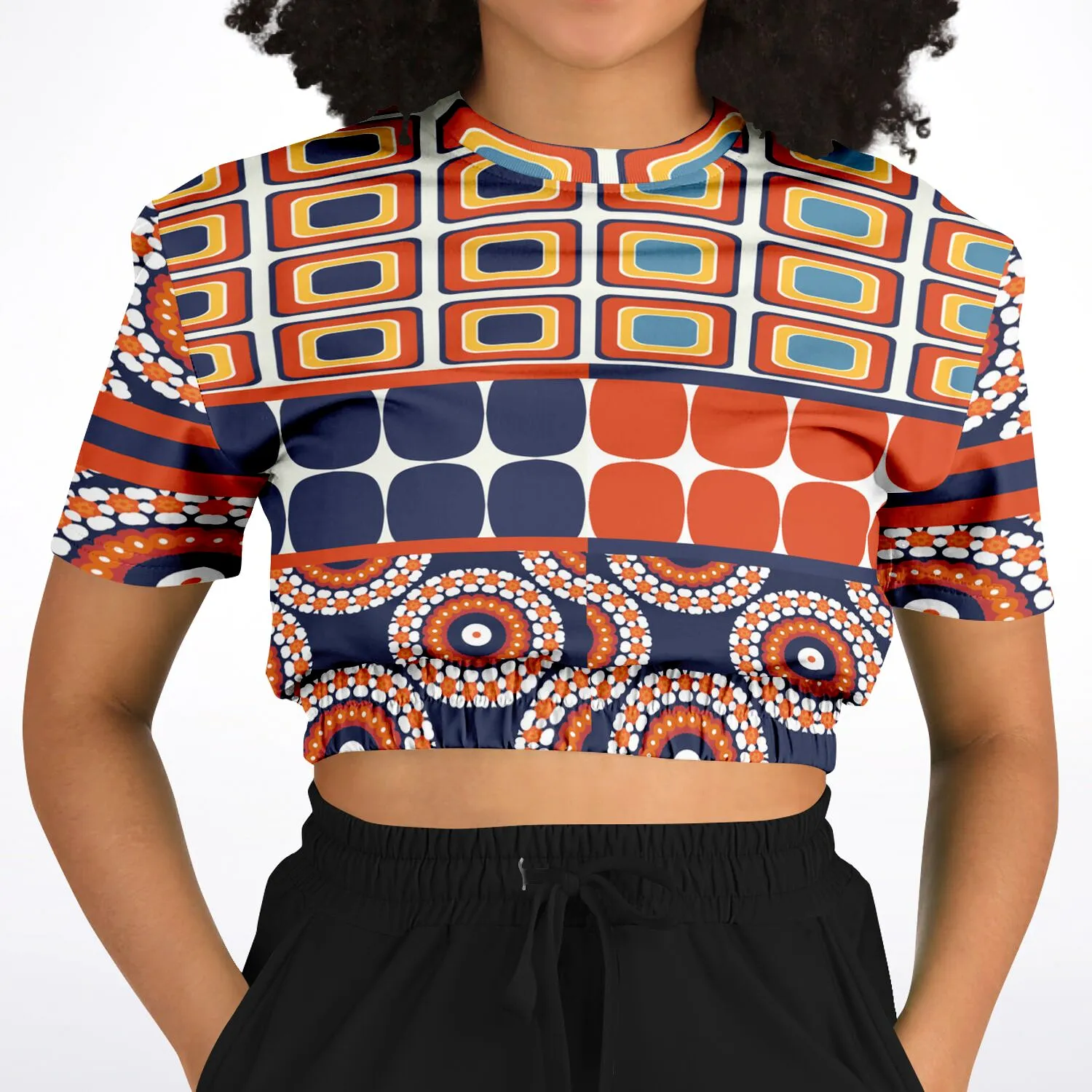 Le Cadeau Short Sleeve Cropped Eco-Poly Sweater