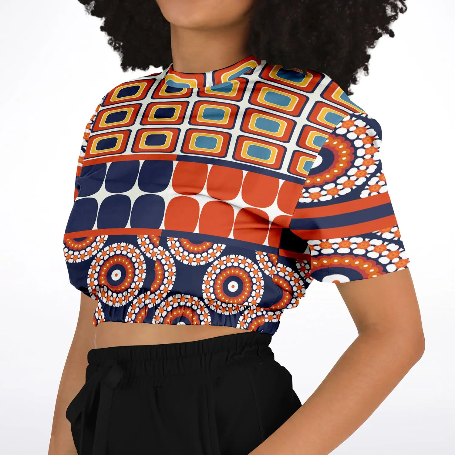 Le Cadeau Short Sleeve Cropped Eco-Poly Sweater