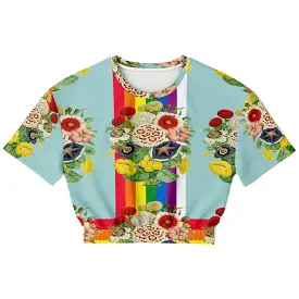 Life in Technicolor Short Sleeve Cropped Eco-Poly Sweater