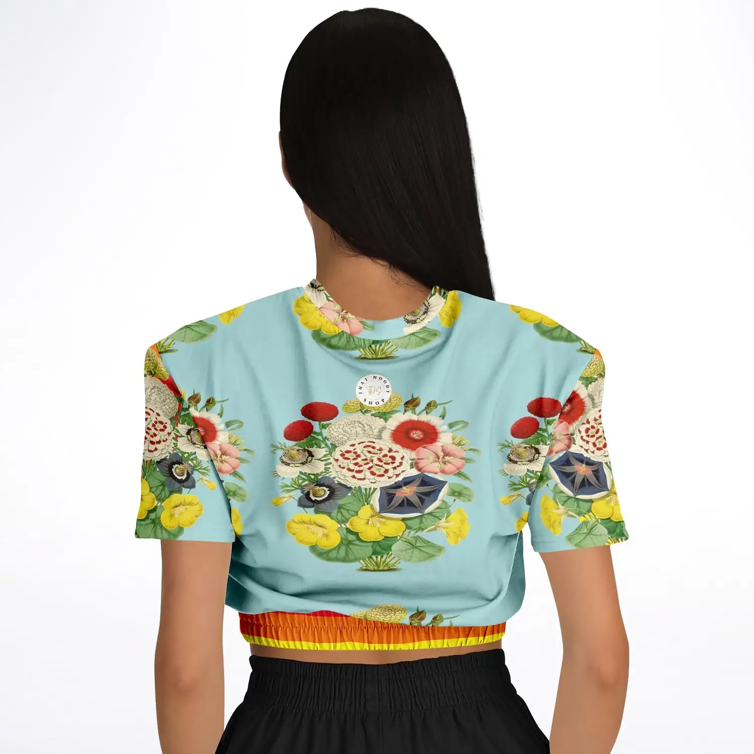 Life in Technicolor Short Sleeve Cropped Eco-Poly Sweater