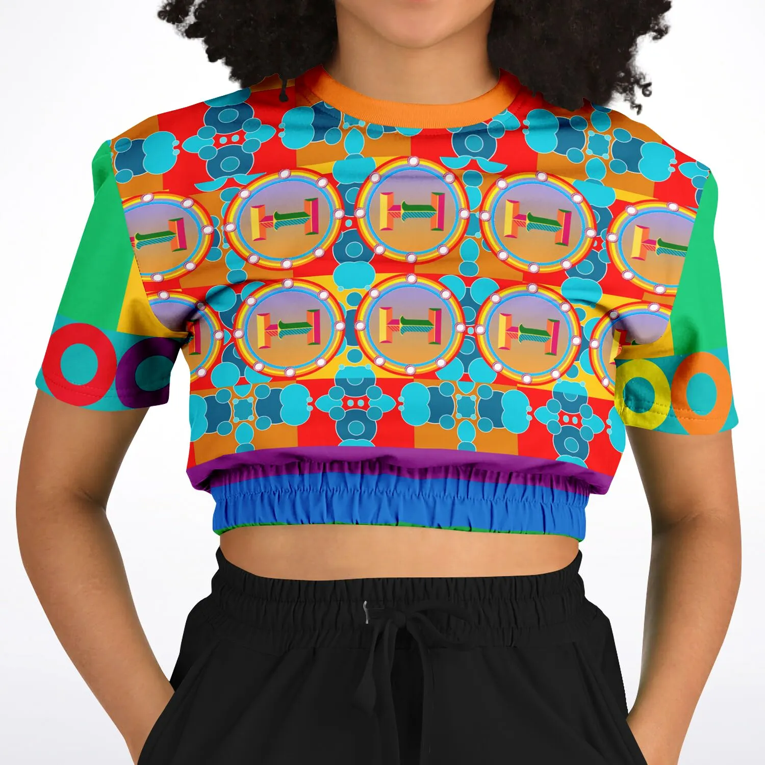 Life on Mars Short Sleeve Cropped Eco-Poly Sweater