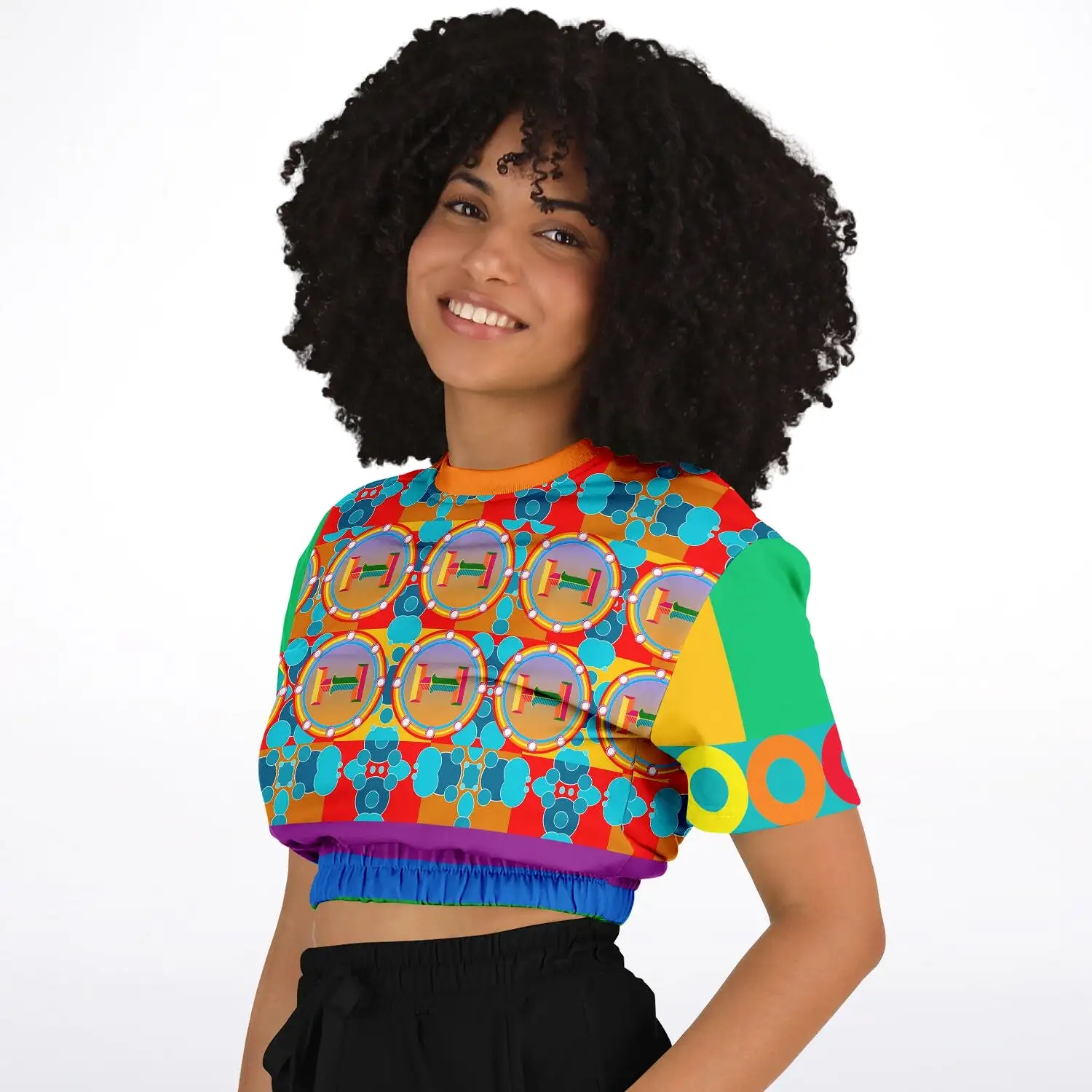 Life on Mars Short Sleeve Cropped Eco-Poly Sweater