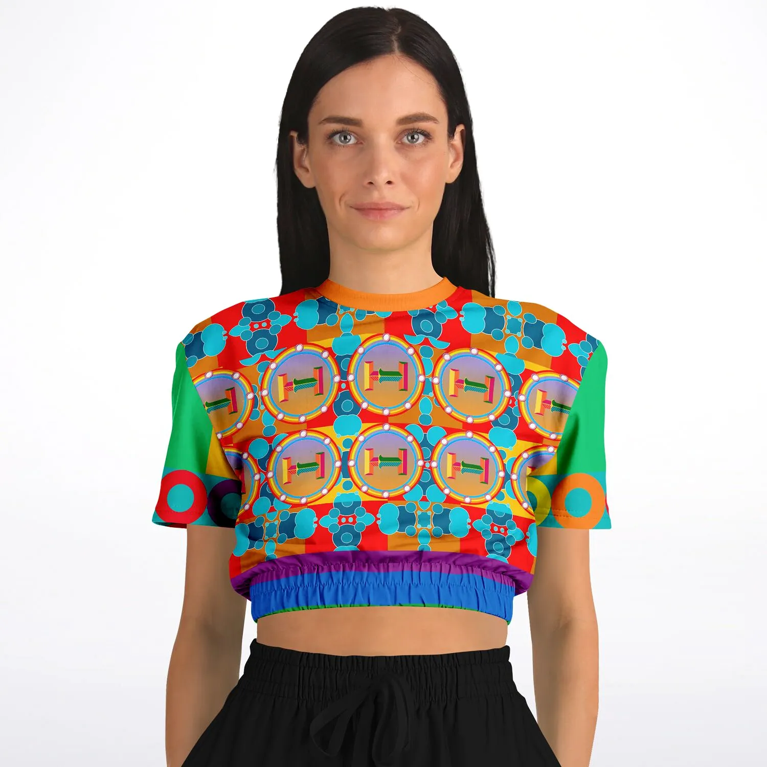 Life on Mars Short Sleeve Cropped Eco-Poly Sweater