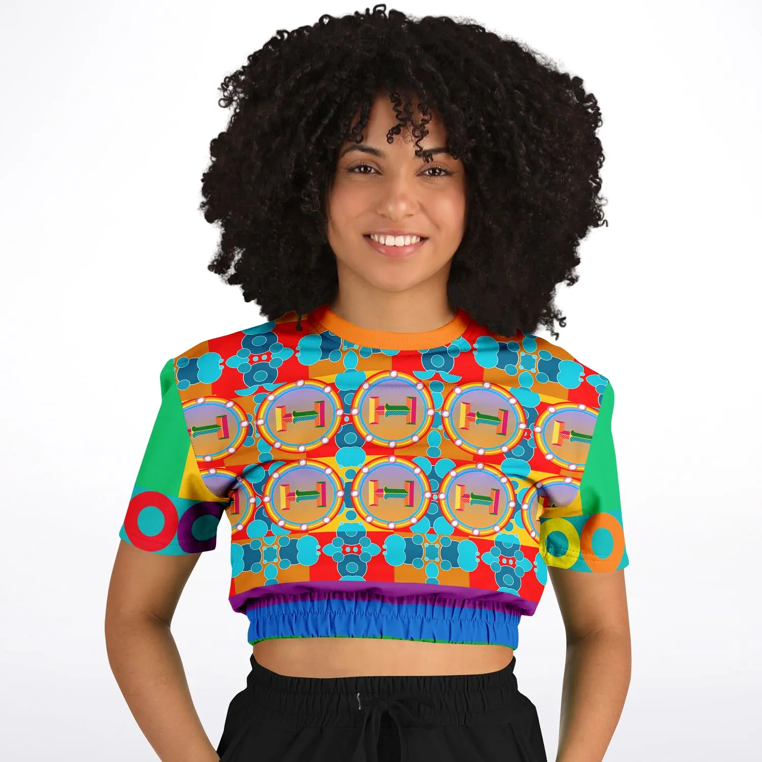 Life on Mars Short Sleeve Cropped Eco-Poly Sweater