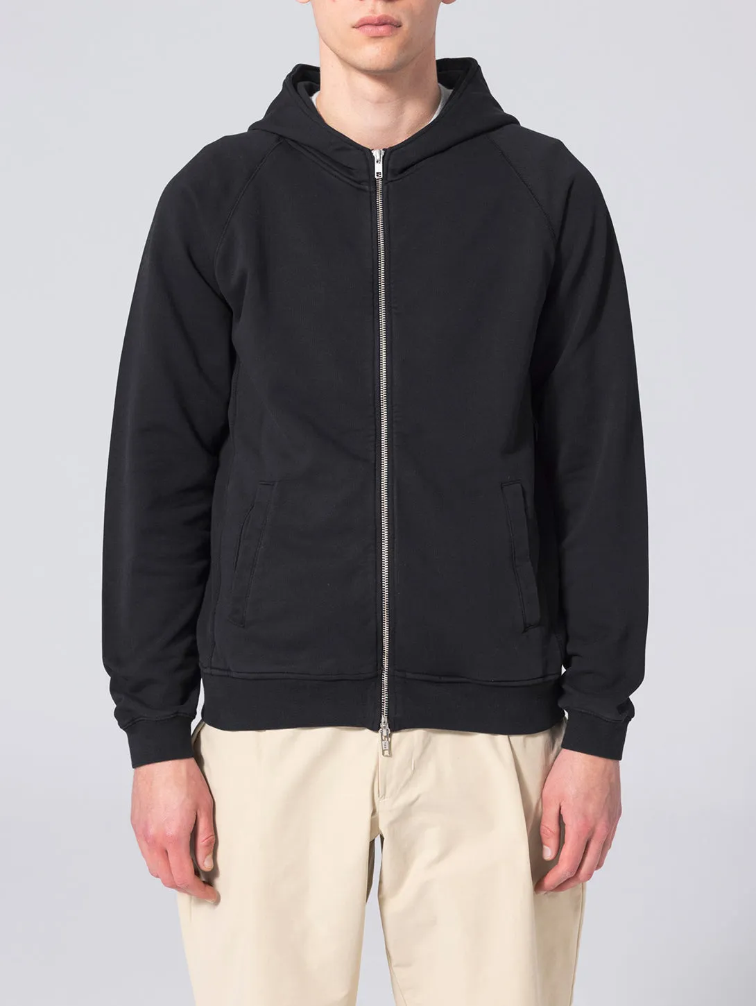 Long Sleeve Zip Hoodie - Caviar