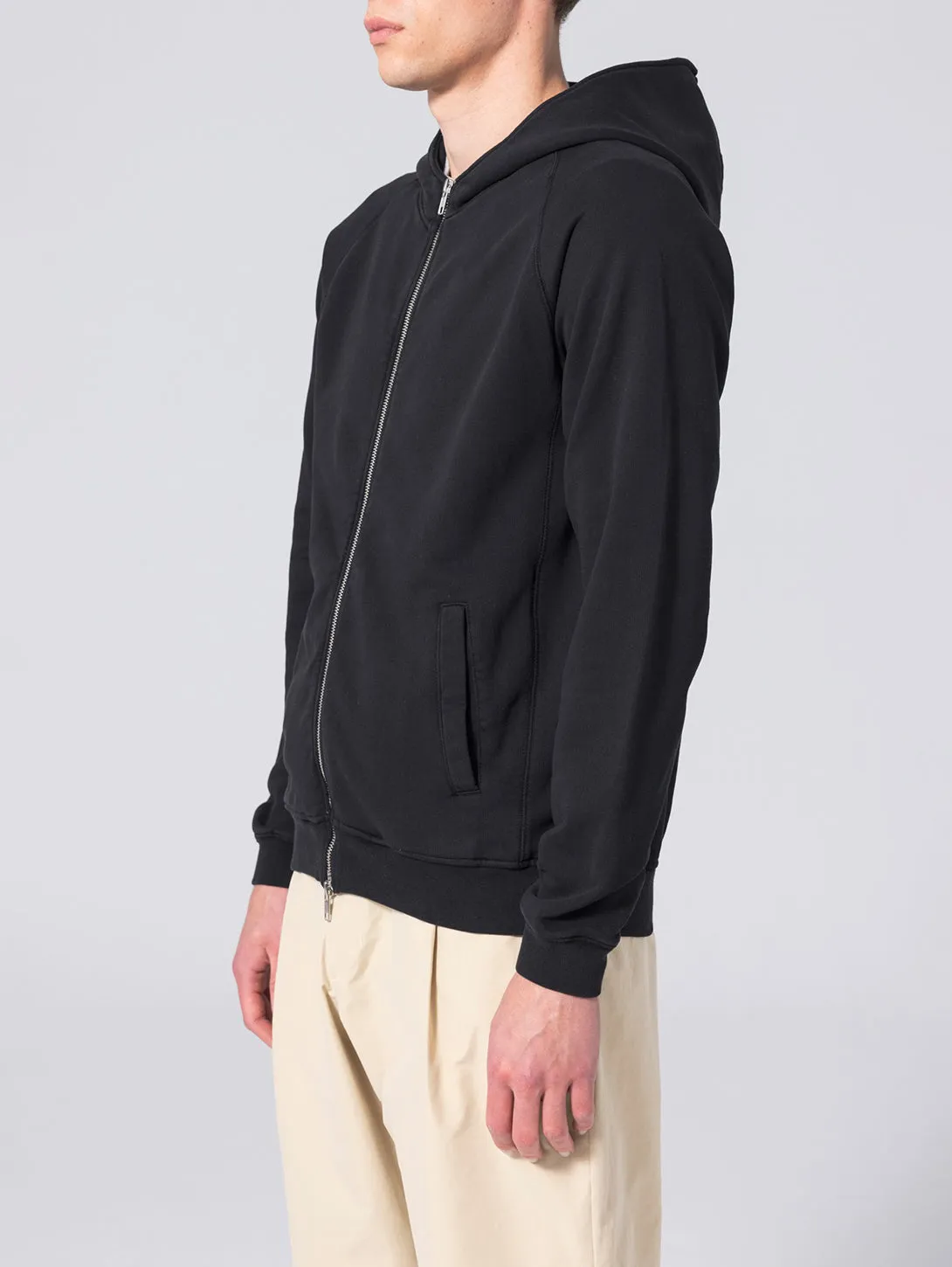 Long Sleeve Zip Hoodie - Caviar