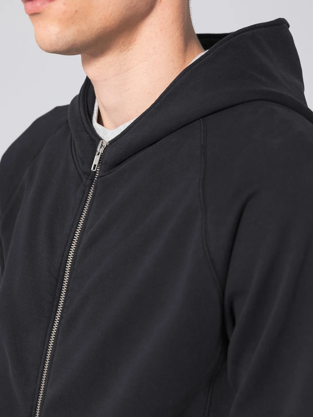 Long Sleeve Zip Hoodie - Caviar