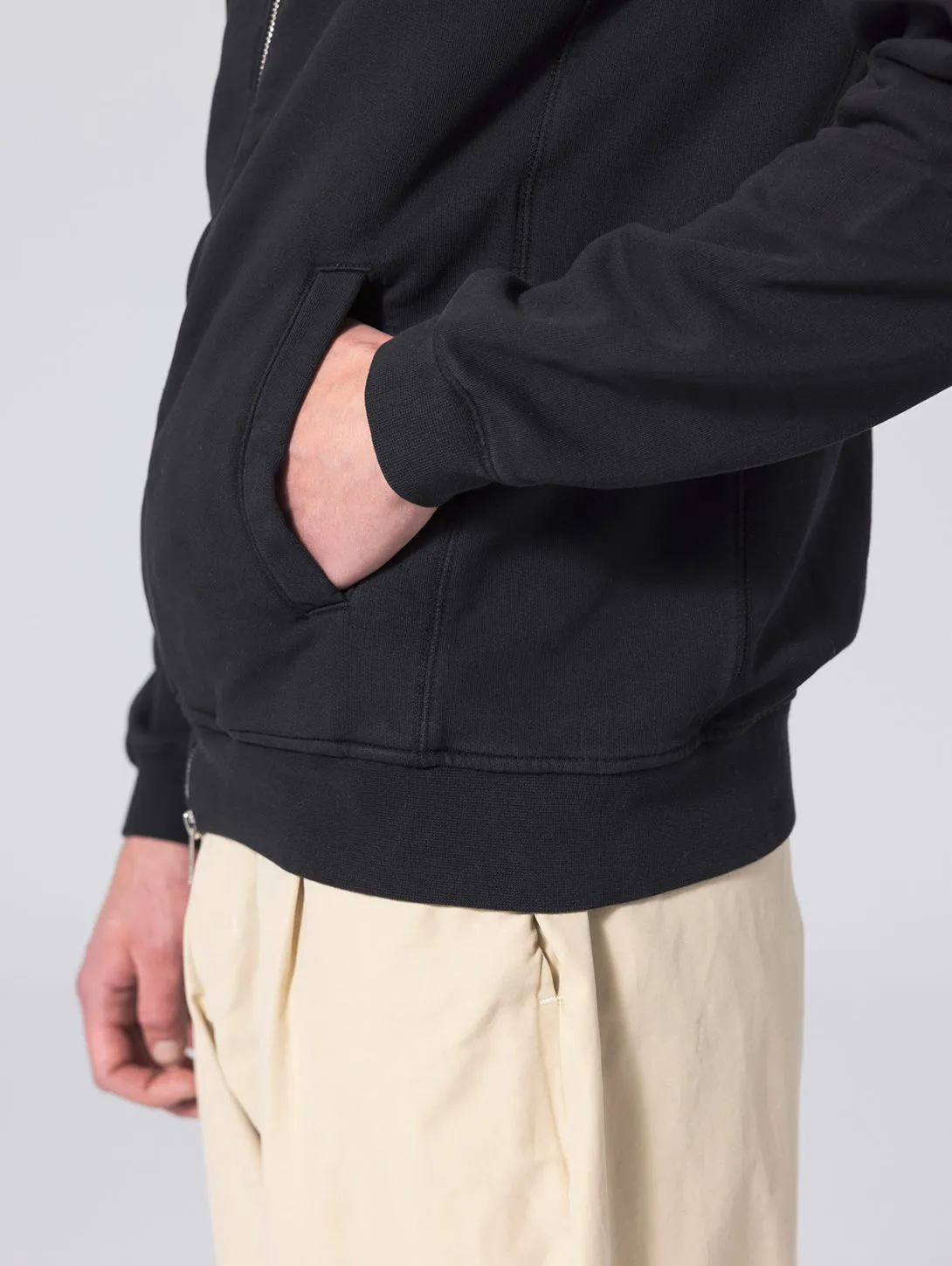 Long Sleeve Zip Hoodie - Caviar