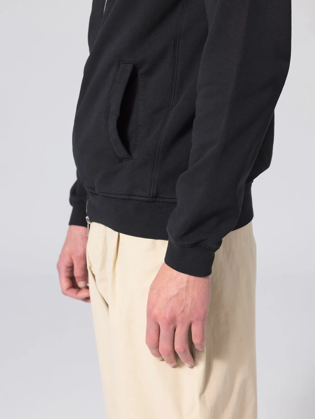 Long Sleeve Zip Hoodie - Caviar