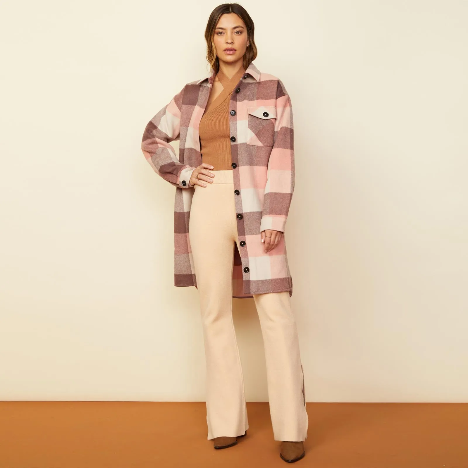 Long Woolen Shirt Jacket