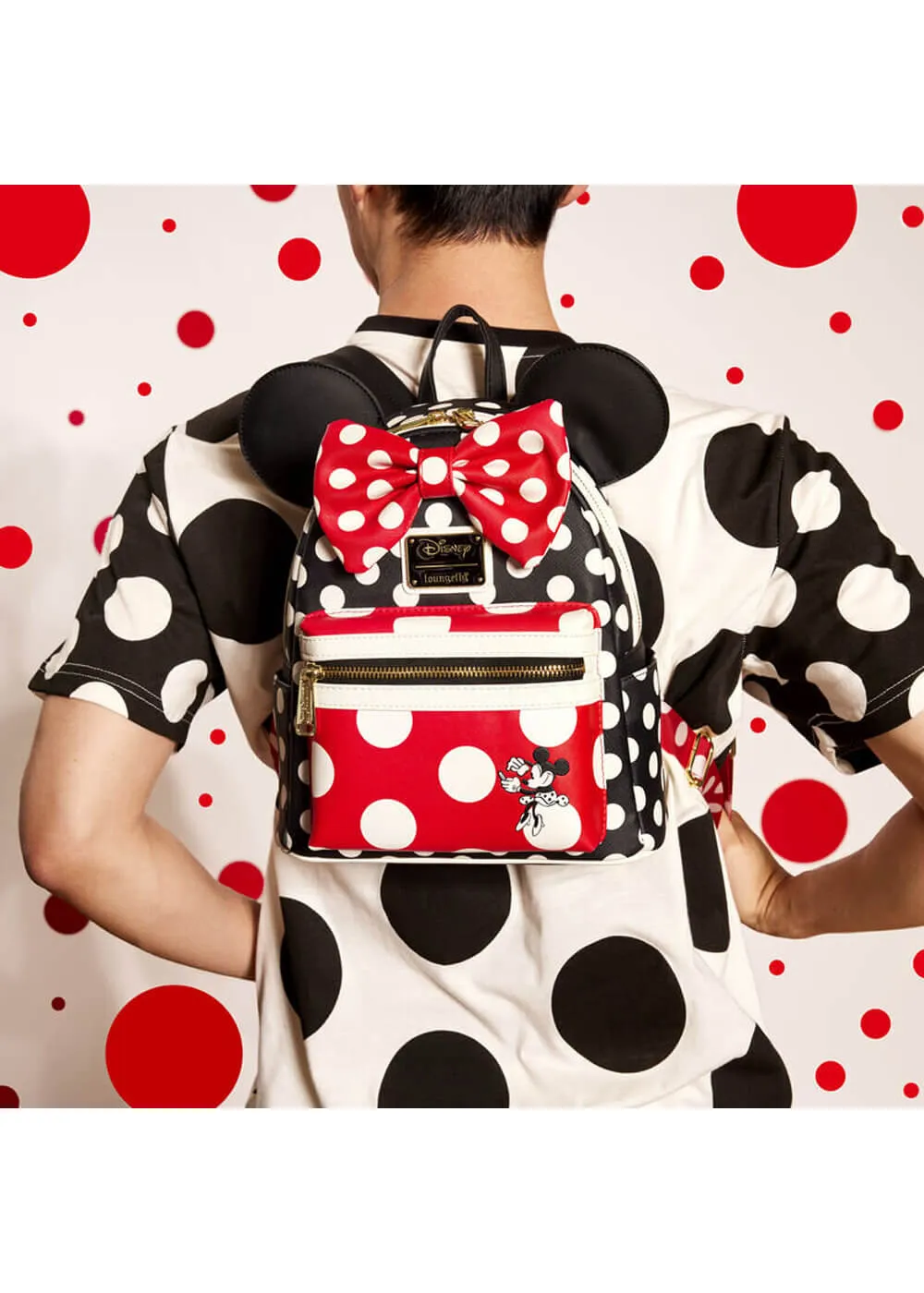 Loungefly Disney Minnie Rocks the Dots Classic Backpack Black Red