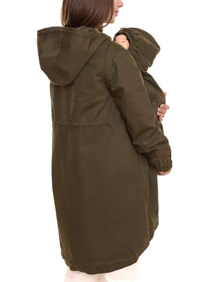 MAMALICIOUS Mila Damen Umstands-Parka mit Trageeinsatz Schwangerschafts-Jacke 88435156 Oliv-Grün