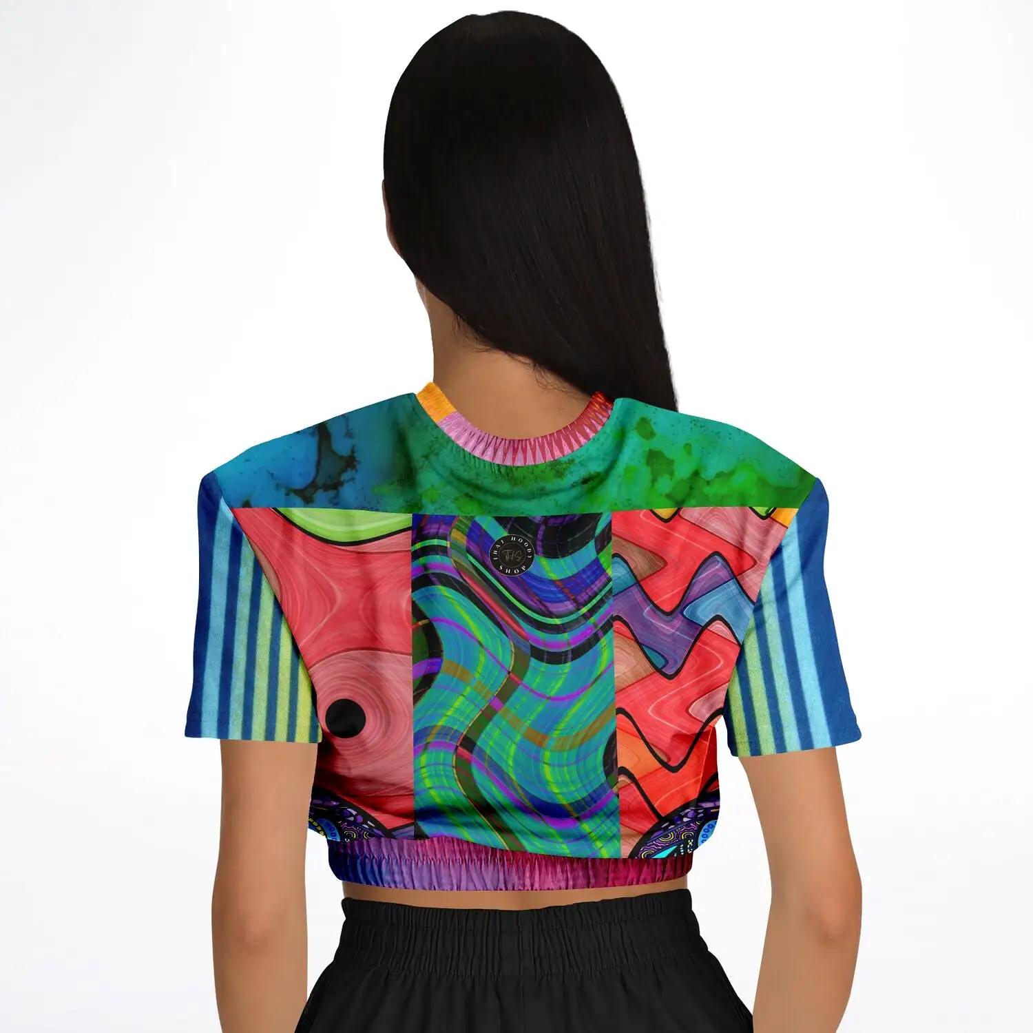 Me So Psychedelic Short Sleeve Cropped Eco-Poly Sweater