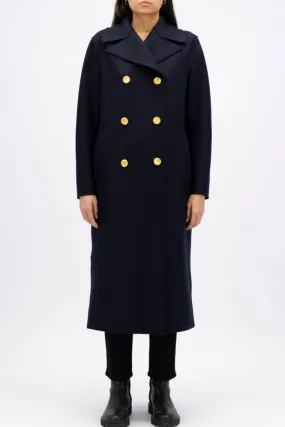 Military Coat Gold Buttons in Navy Blue    