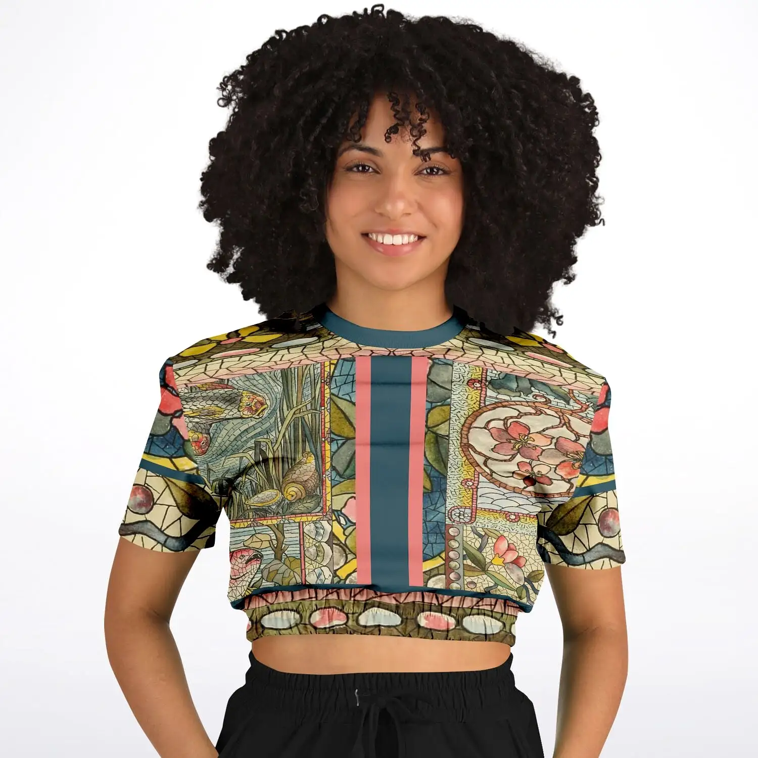 My Mosaic Life Short Sleeve Cropped Eco-Poly Sweater