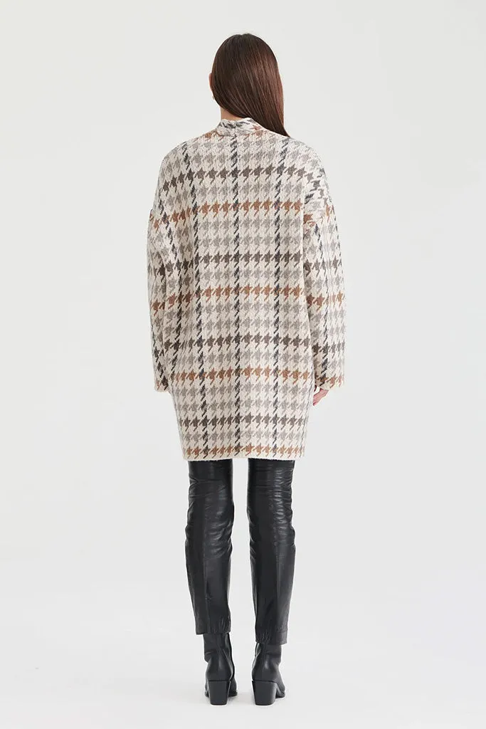 NAADAM - Luxe Houndstooth Jacquard Coat - Oatmeal Combo