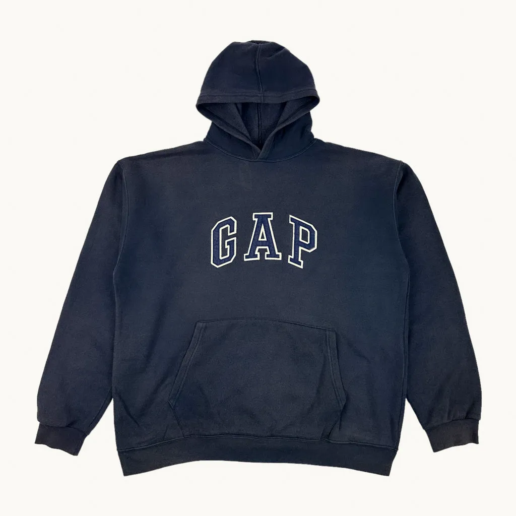 Navy Blue 90s GAP Spellout Hoodie Sweatshirt (L)