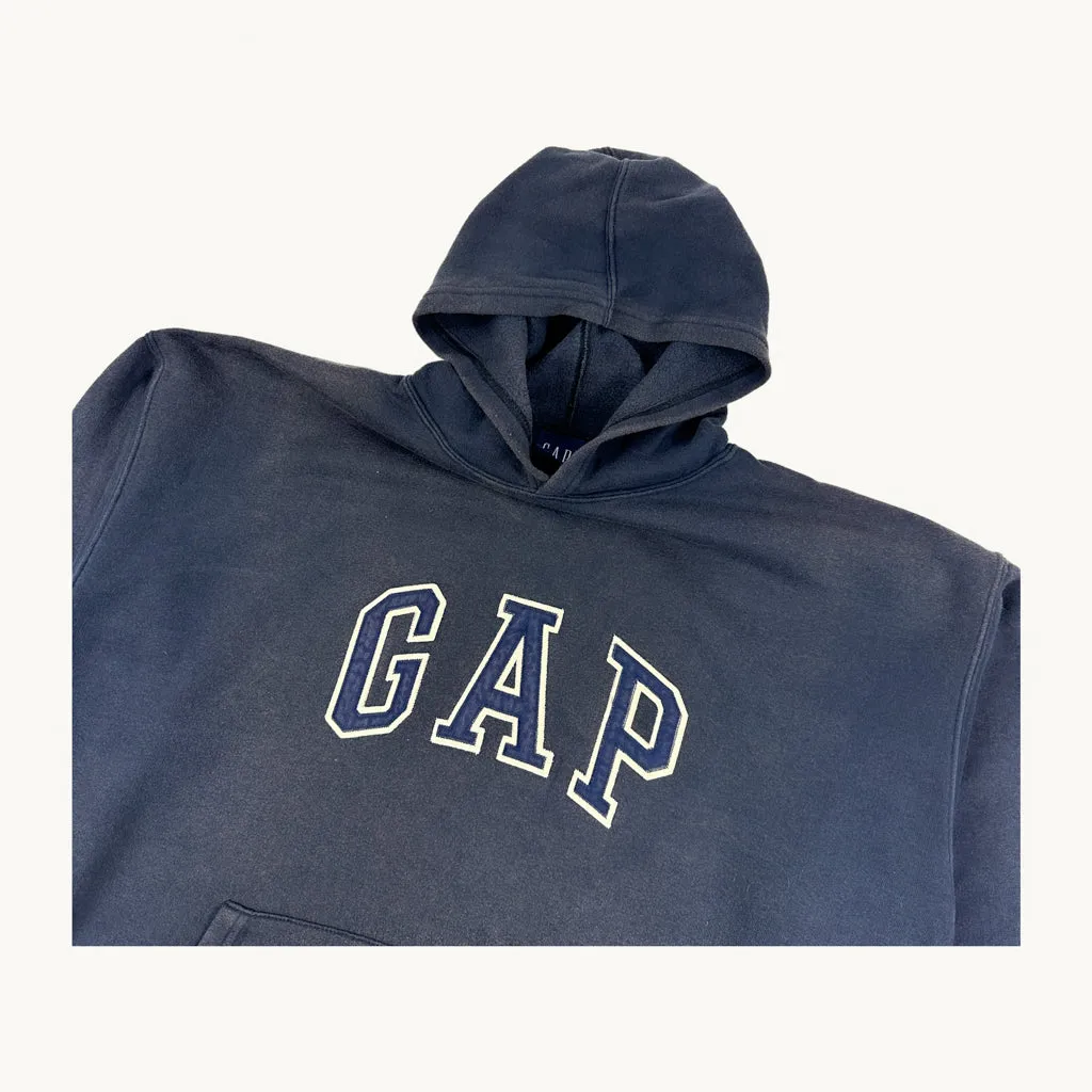 Navy Blue 90s GAP Spellout Hoodie Sweatshirt (L)