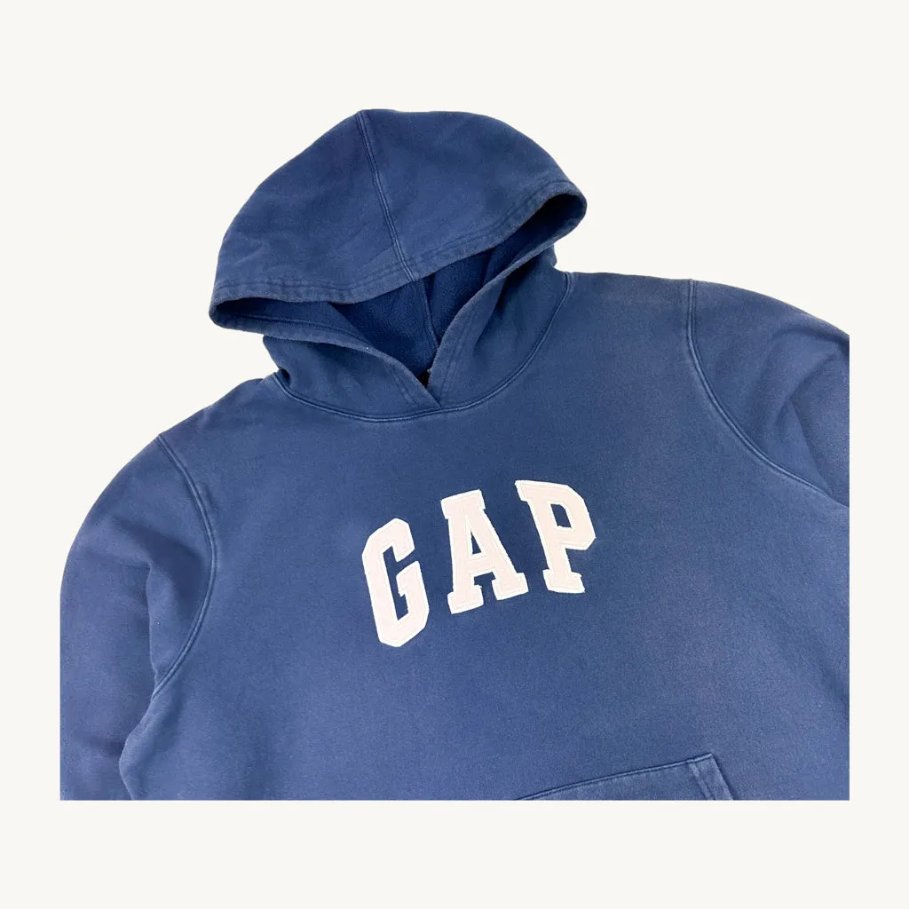 Navy Blue 90s GAP Spellout Hoodie Sweatshirt (M)