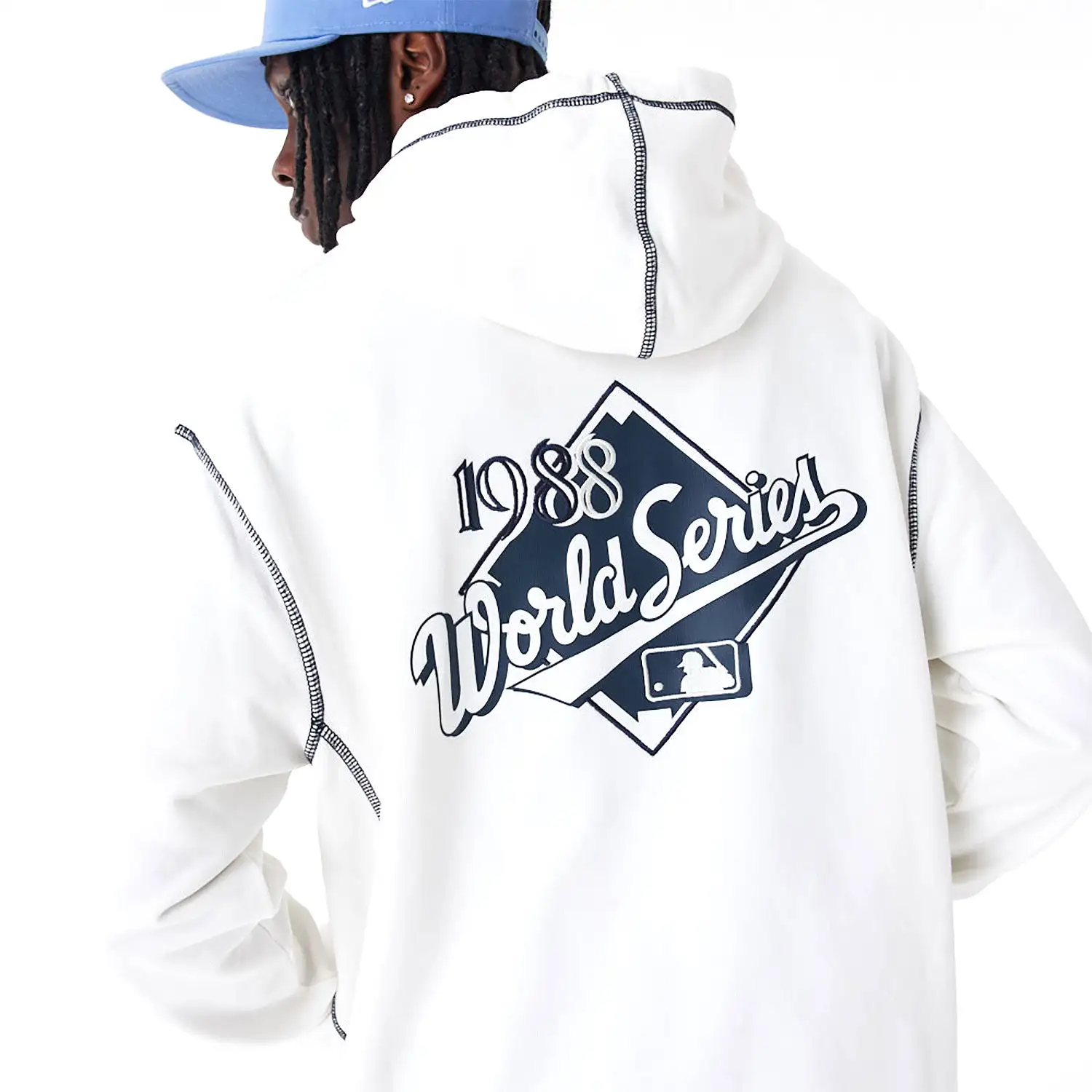 NEW ERA LA Dodgers MLB World Series Off White Oversized Pullover Hoodie