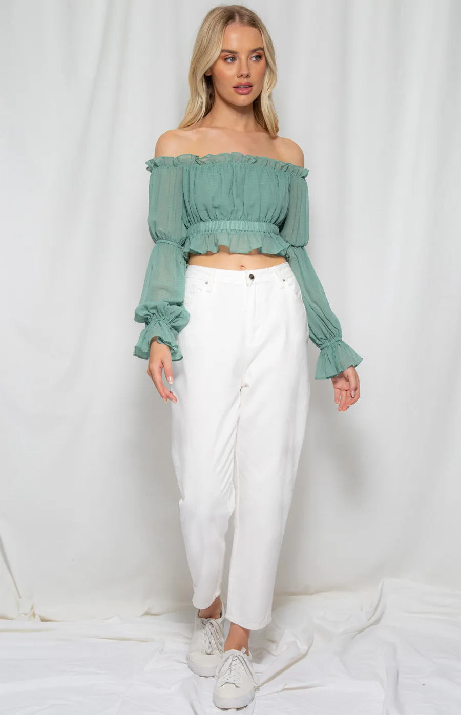 Off the Shoulder Top with Ruche Detail (WTO201A) 