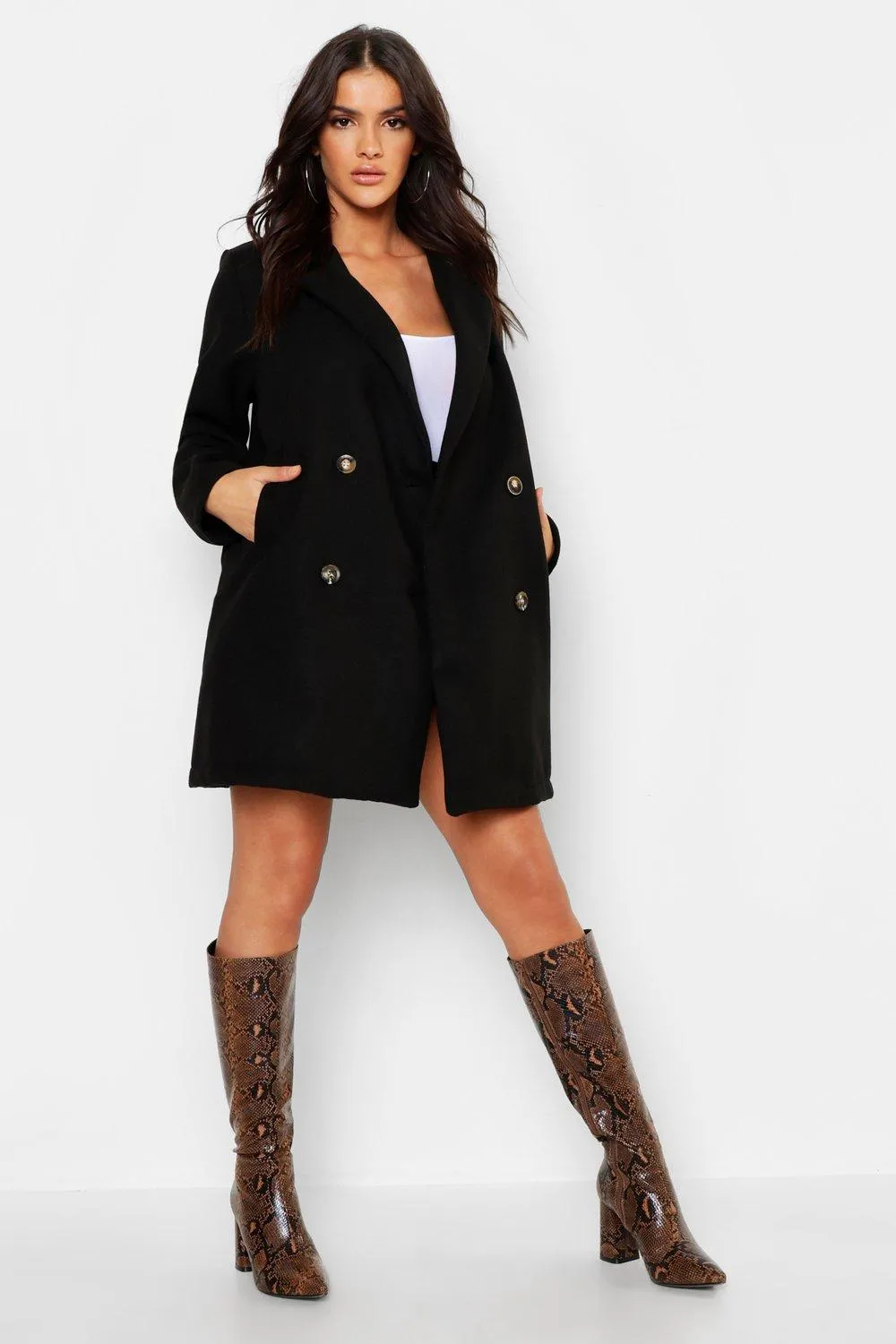 Oversized Double Breasted Wool Look Coat