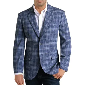 Panhandle Slim Mens Blue Plaid Sports Coat