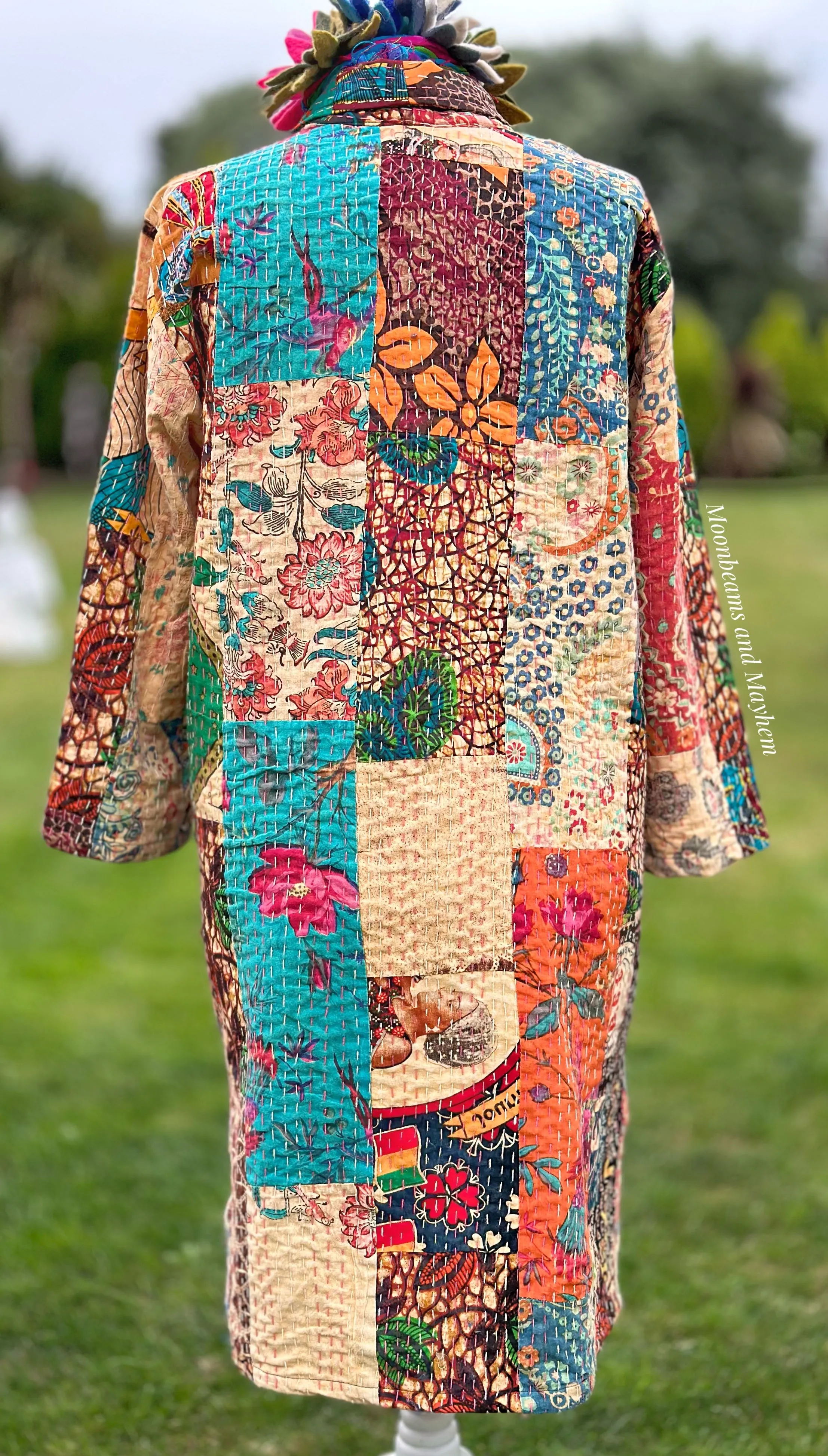 PATCHWORK FRIDA KANTHA COAT / ROBE SIZE M (OF122)