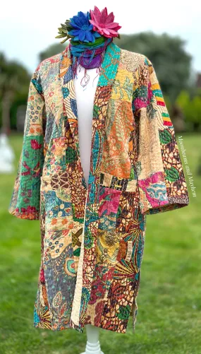 PATCHWORK FRIDA KANTHA COAT / ROBE SIZE M (OF122)