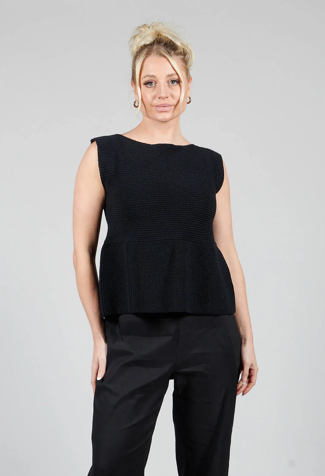 Peplum Sweater Vest in Black