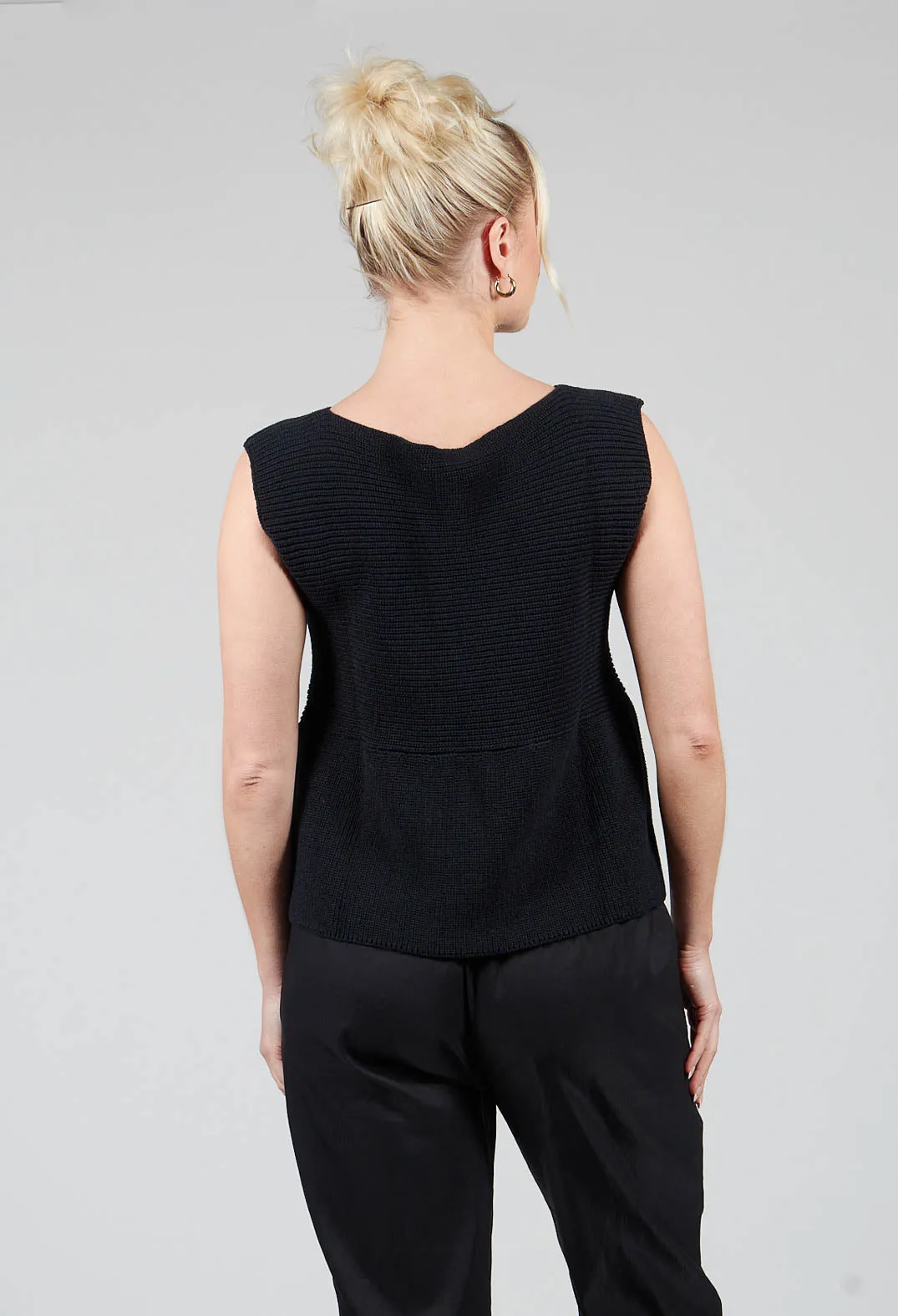 Peplum Sweater Vest in Black