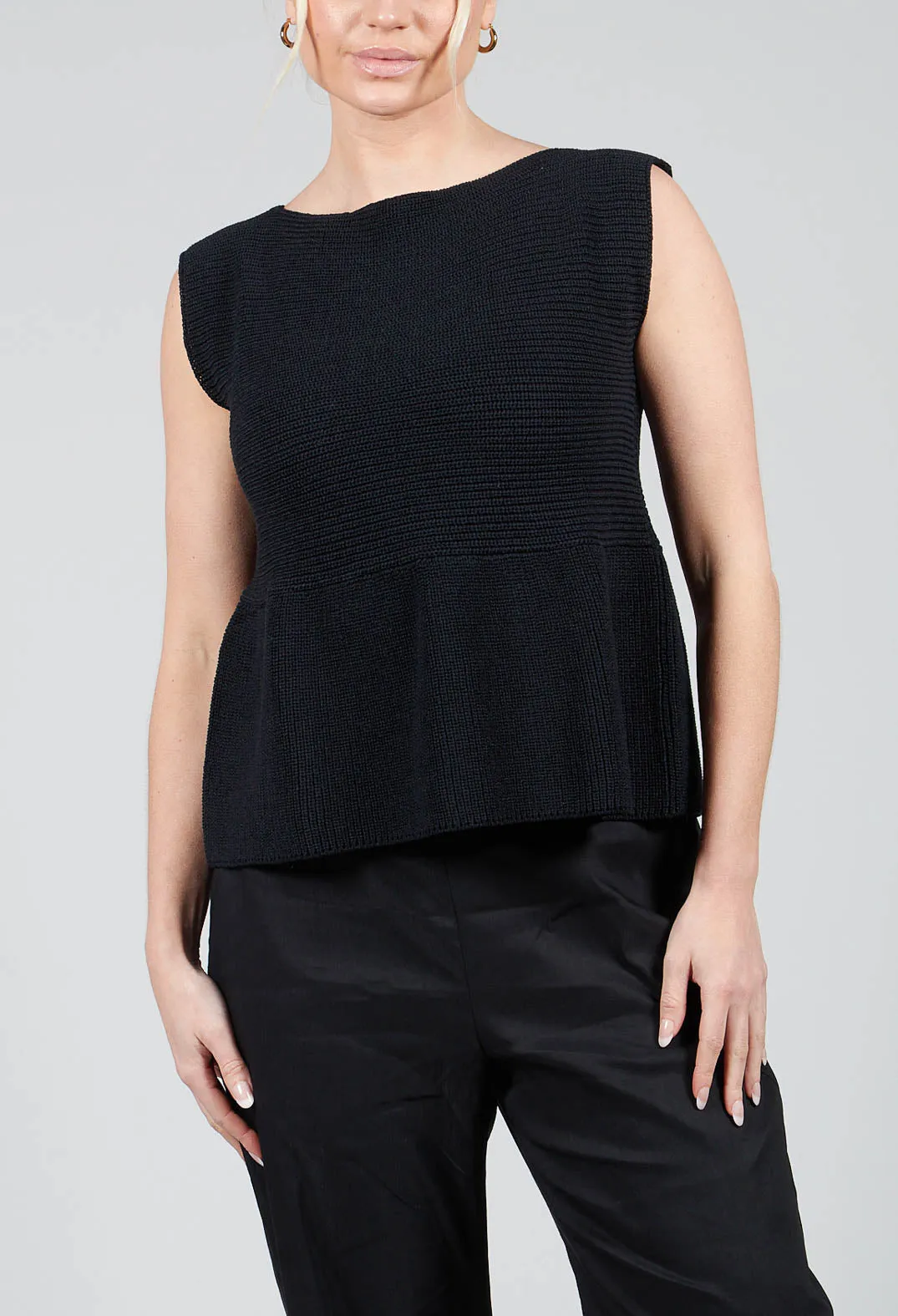 Peplum Sweater Vest in Black