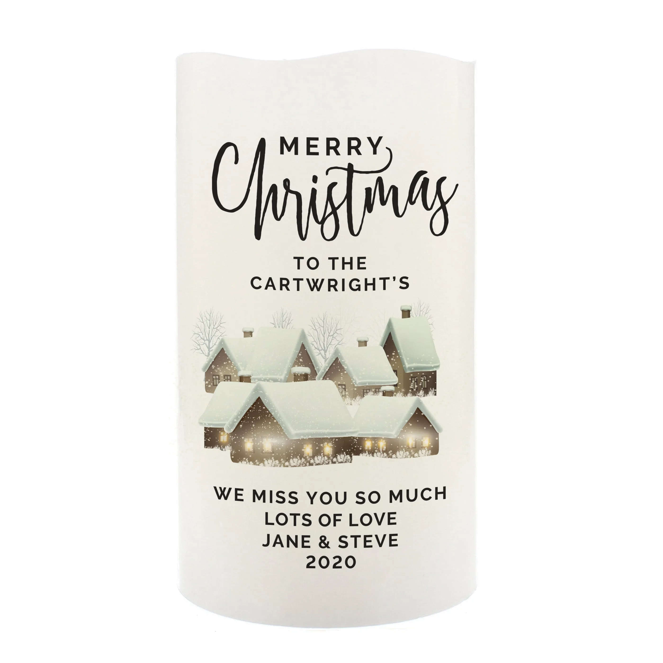 Personalised Christmas Town LED Candle