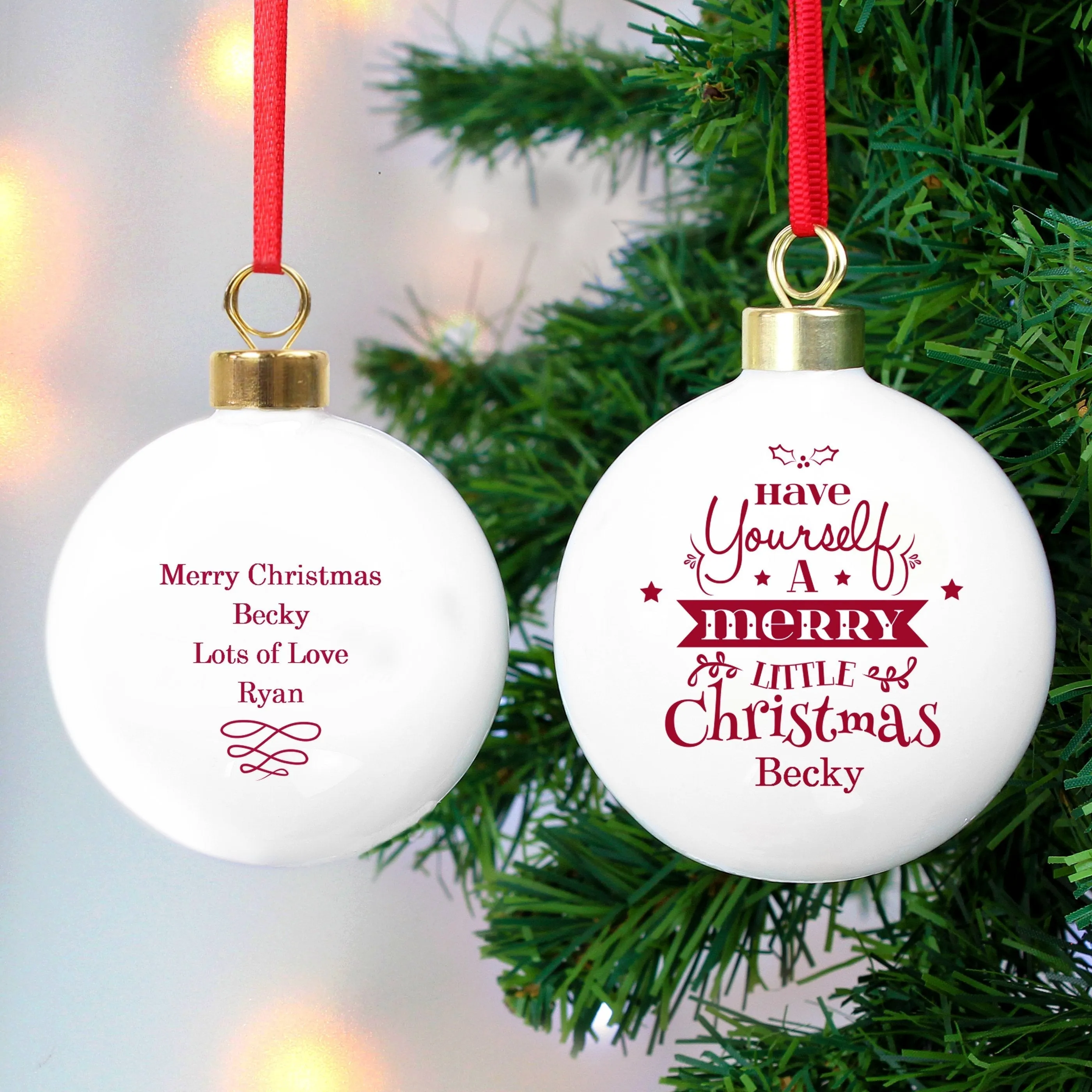 Personalised Merry Little Christmas Bauble