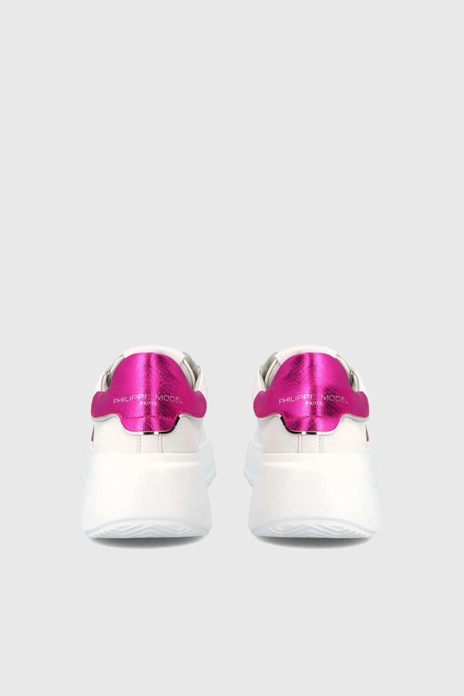 Philippe Model Sneaker Tres Temple Doux Metal Blanc Fucsia in Pelle Bianco