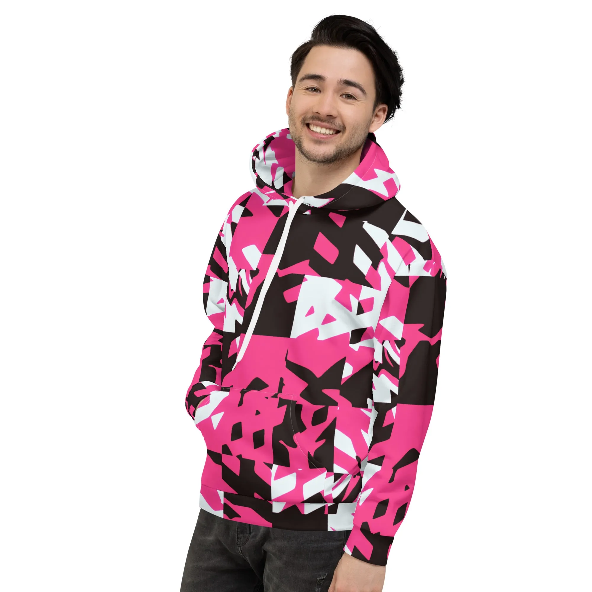 Pink Digital Rave Pullover Hoodie