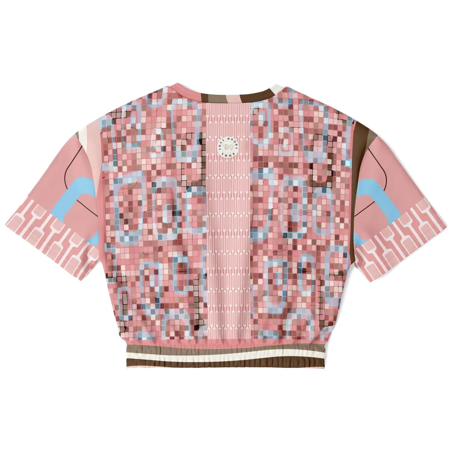 Pink Geo Holy Mosaic Short Sleeve Cropped Eco-Poly Sweater