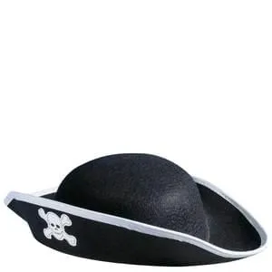 Pirate Skull and Crossbones Costume Hat, Black, Child