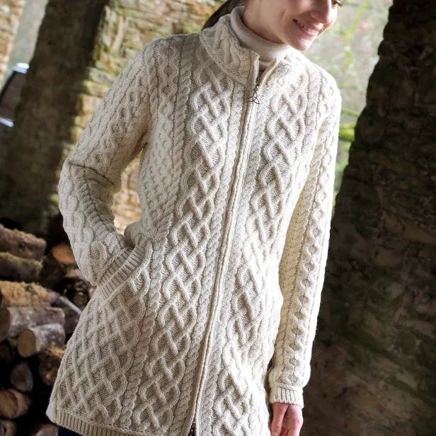 Plated Aran Zip Cardigan Coat [2 Colors]