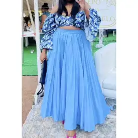 Pleated Skirt And Off Shoulder Top Set