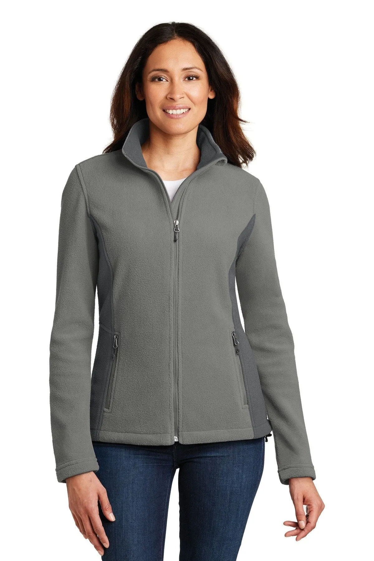 Port Authority Ladies Colorblock Value Fleece Jacket L216 Deep Smoke/ Battleship Grey